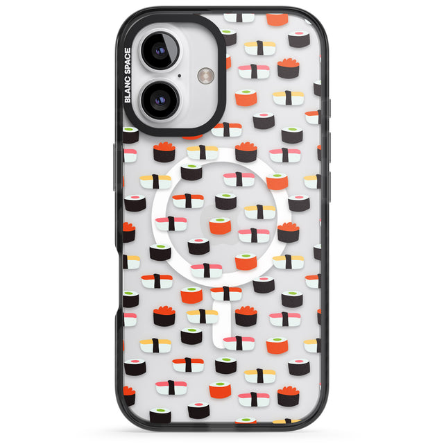 iPhone 16 Pro Max Minimalist Sushi Pattern Black Impact Phone Case