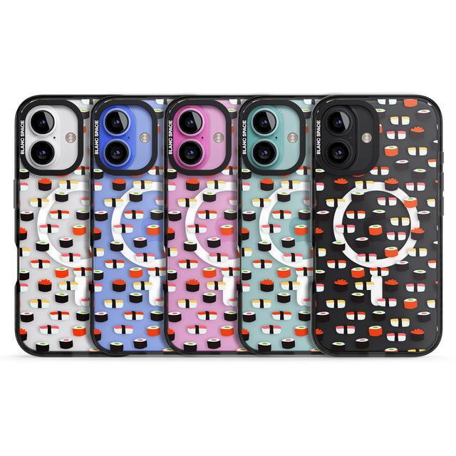 iPhone 16 Pro Max Minimalist Sushi Pattern Black Impact Phone Case