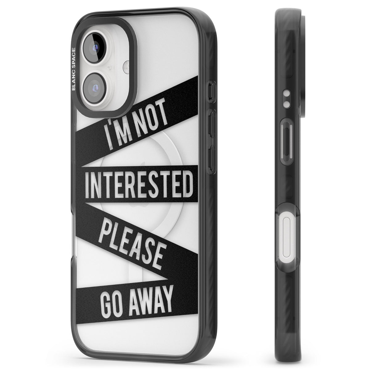 iPhone 16 Pro Max Black Stripes I'm Not Interested Black Impact Phone Case