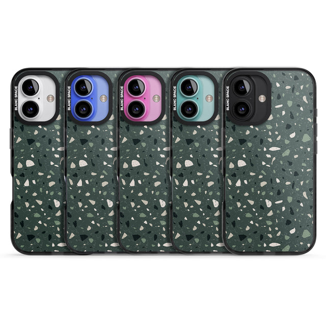 iPhone 16 Pro Max Green & Cream Terrazzo Pattern Black Impact Phone Case