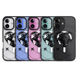 iPhone 16 Pro Max Globe Heart Black Impact Phone Case