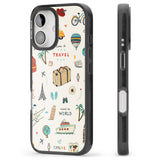 iPhone 16 Pro Max Cute Travel Pattern Cream Black Impact Phone Case