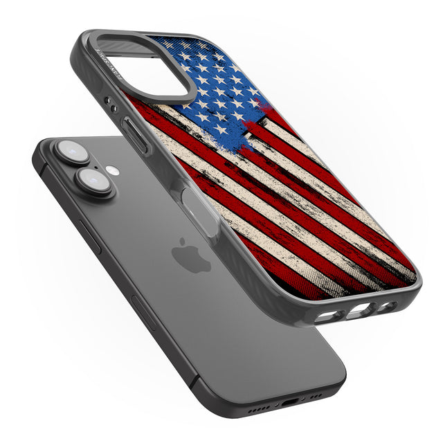 iPhone 16 Pro Max Distressed US Flag Black Impact Phone Case