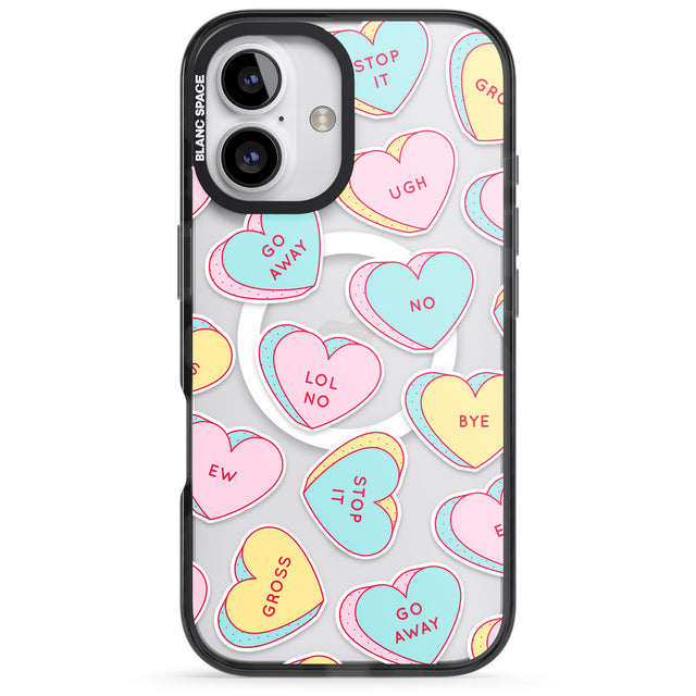 iPhone 16 Pro Max Sarcastic Love Hearts Black Impact Phone Case