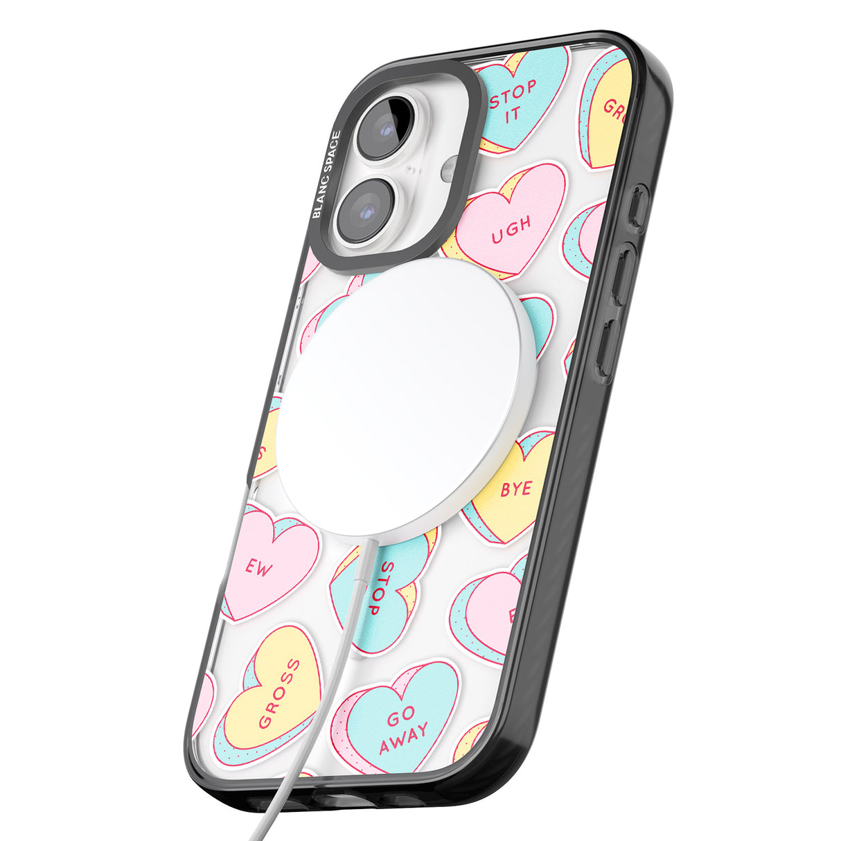 iPhone 16 Pro Max Sarcastic Love Hearts Black Impact Phone Case