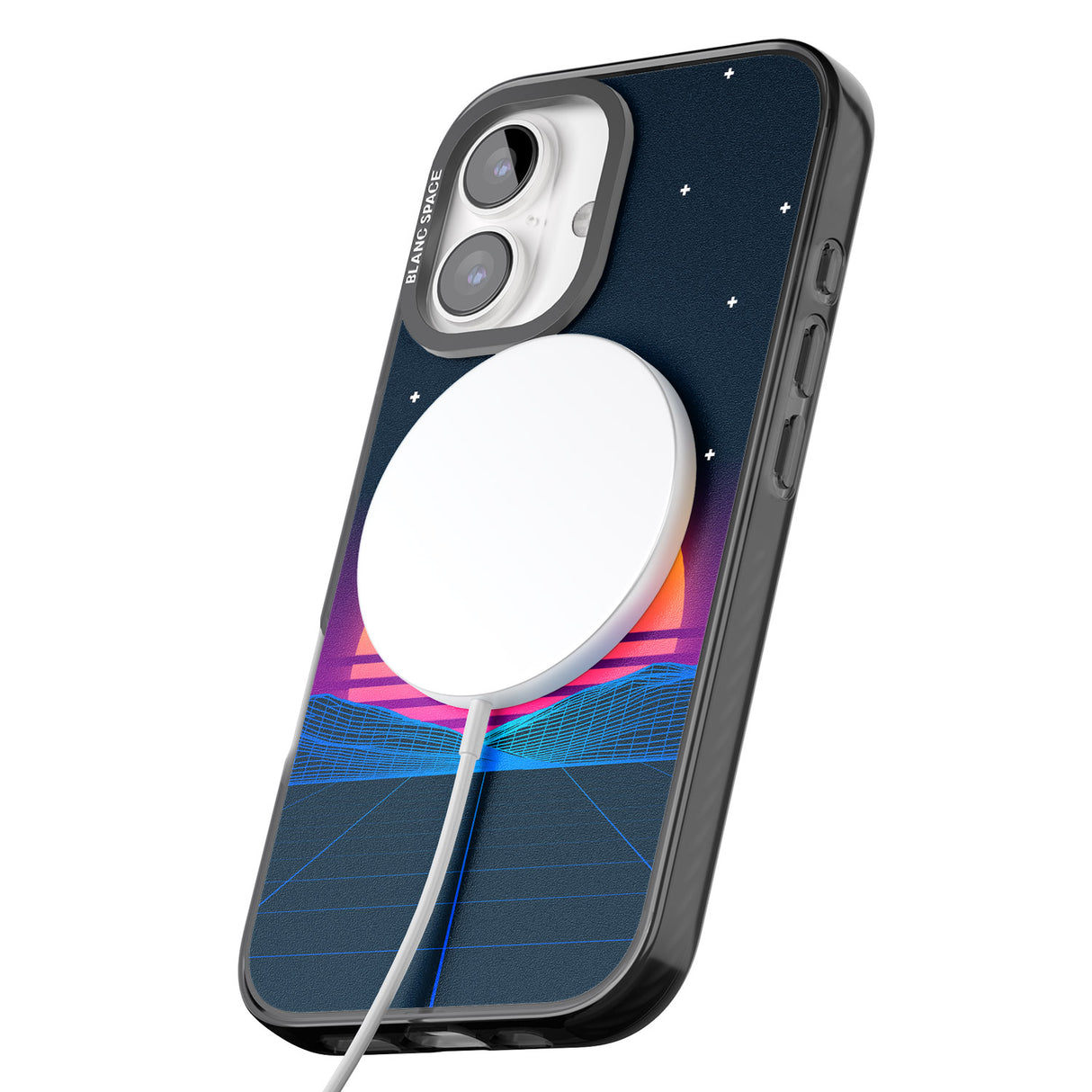 iPhone 16 Pro Max Retro Sunset Vaporwave Black Impact Phone Case