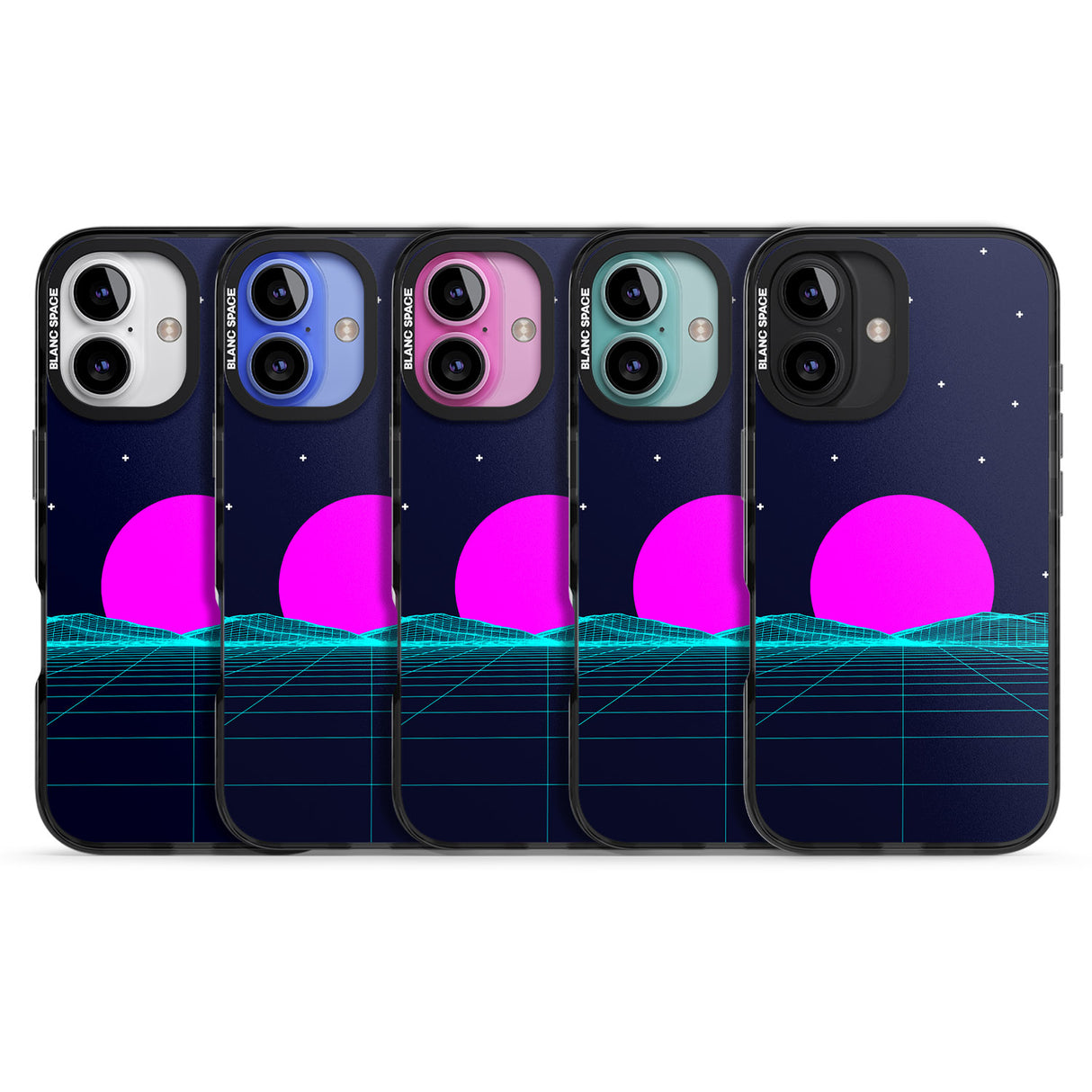 iPhone 16 Pro Max Miami Sunset Vaporwave Black Impact Phone Case