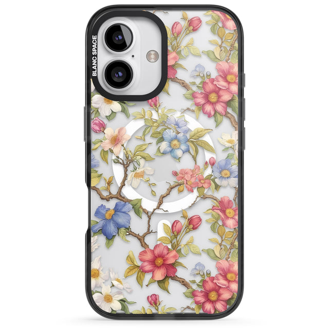 iPhone 16 Pro Max Vintage Vines & Flowers Clear Impact Phone Case + Magsafe