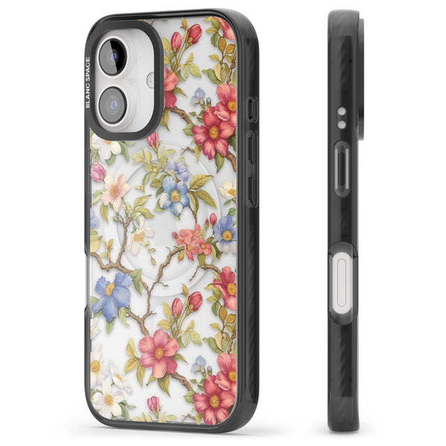 iPhone 16 Pro Max Vintage Vines & Flowers Clear Impact Phone Case + Magsafe