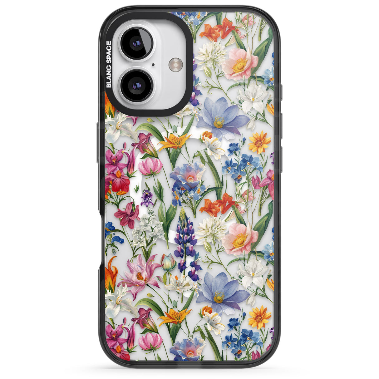 iPhone 16 Pro Max Vintage Wildflowers Black Impact Phone Case + Magsafe