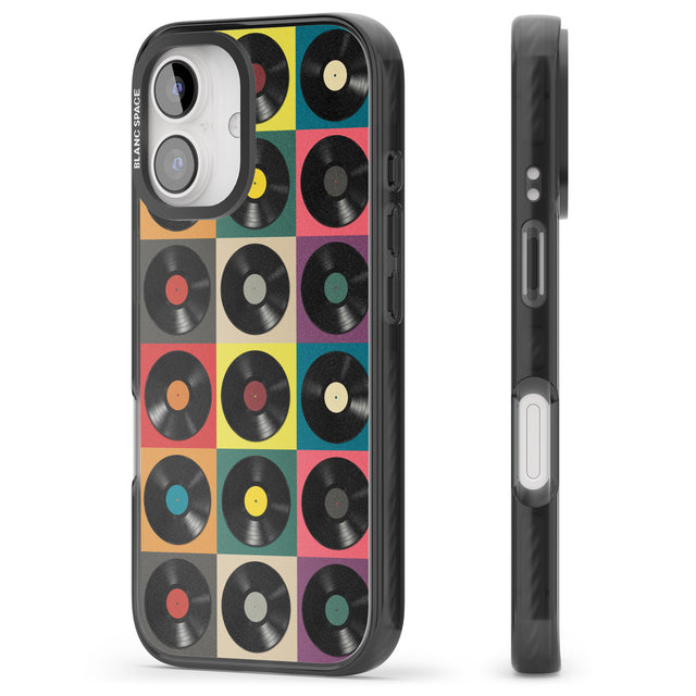 iPhone 16 Pro Max Vinyl Record Pattern Black Impact Phone Case