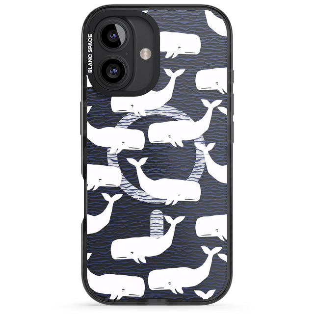 iPhone 16 Pro Max Cute Whales (Transparent) Black Impact Phone Case