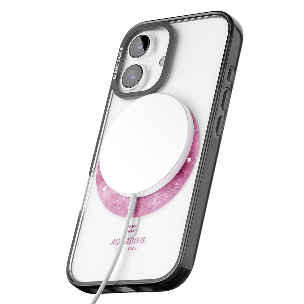 iPhone 16 Pro Max Aquarius Zodiac Transparent Design - Pink Black Impact Phone Case