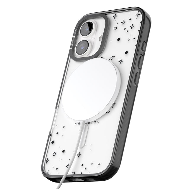 iPhone 16 Pro Max Aquarius Emblem - Transparent Design Black Impact Phone Case