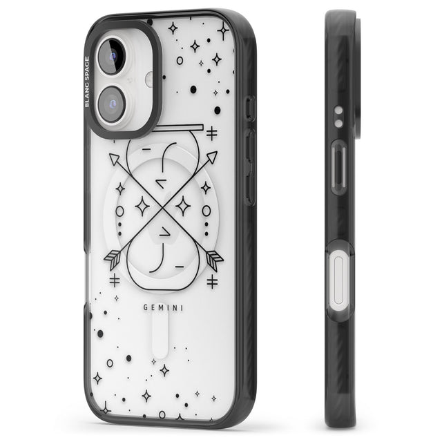 iPhone 16 Pro Max Gemini Emblem - Transparent Design Black Impact Phone Case