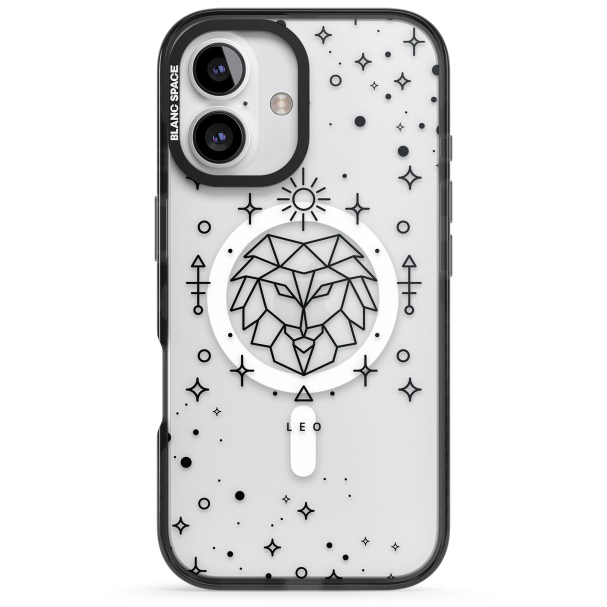 iPhone 16 Pro Max Leo Emblem - Transparent Design Black Impact Phone Case