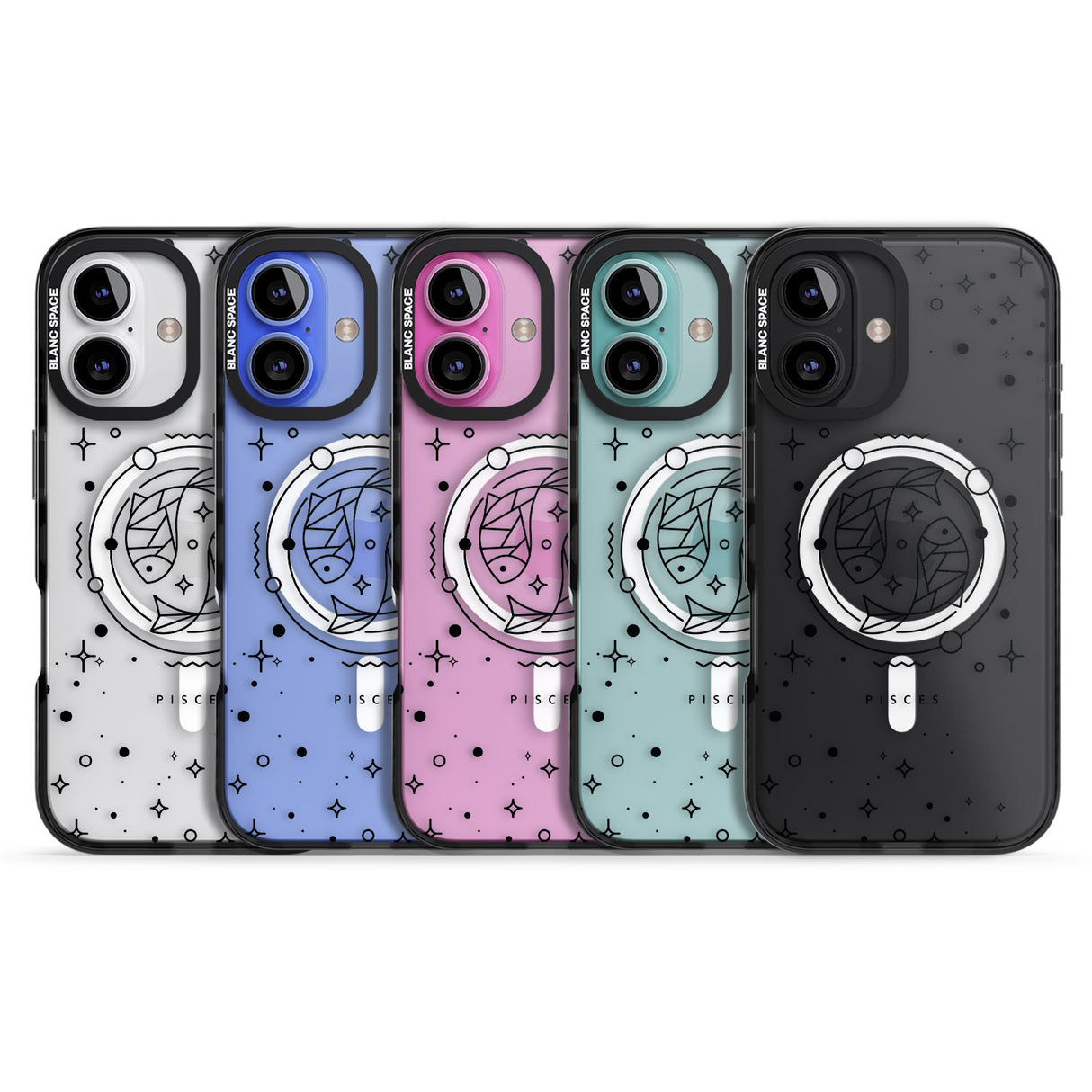 iPhone 16 Pro Max Pisces Emblem - Transparent Design Black Impact Phone Case