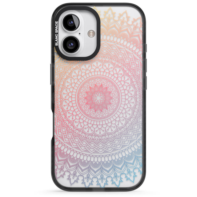 iPhone 16 Pro Max Large Rainbow Mandala Black Impact Phone Case