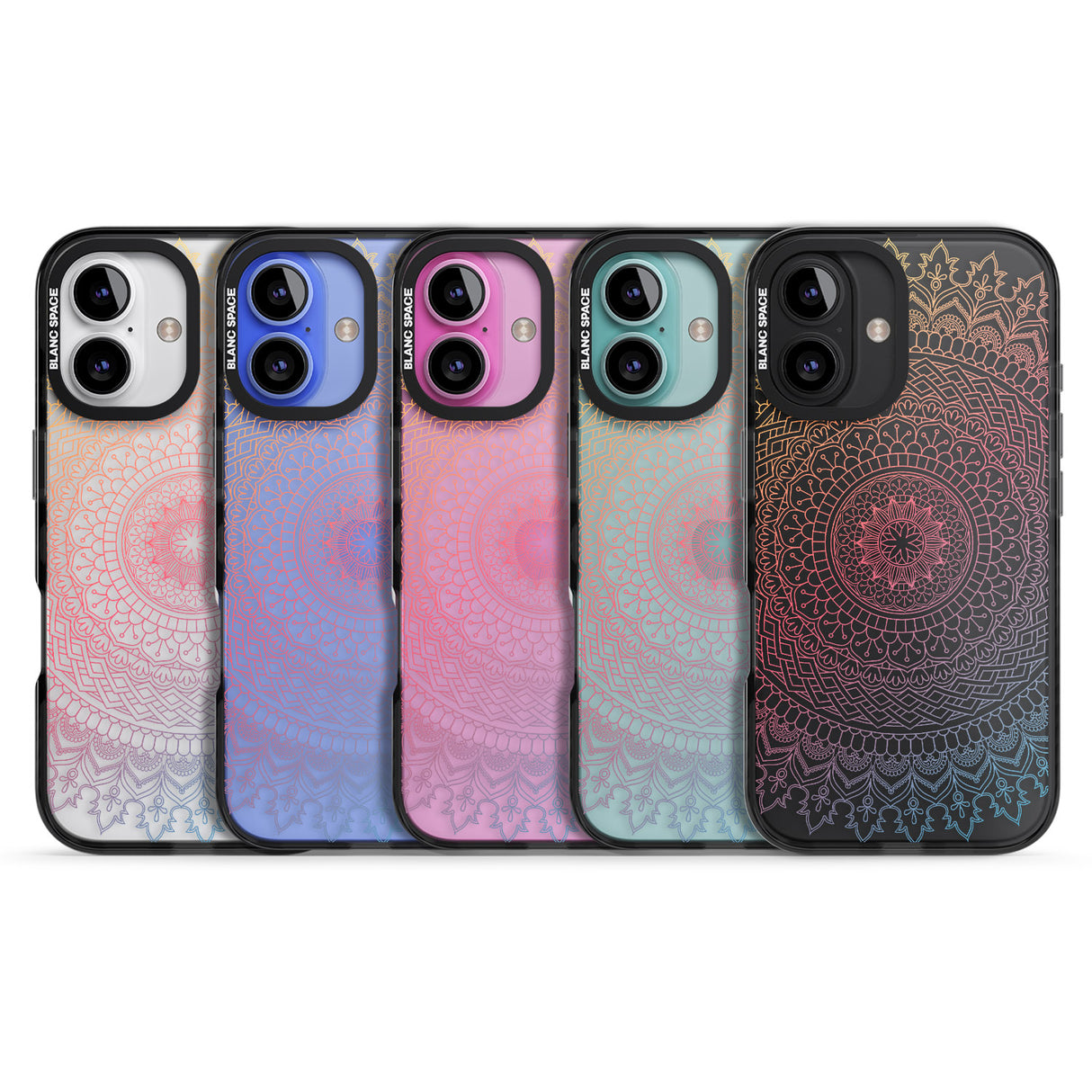 iPhone 16 Pro Max Large Rainbow Mandala Black Impact Phone Case