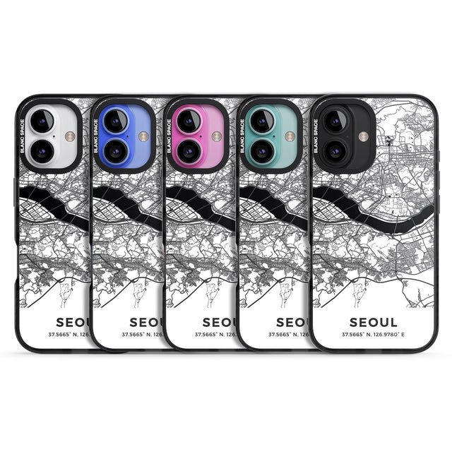 iPhone 16 Pro Max Map of Seoul, South Korea Black Impact Phone Case