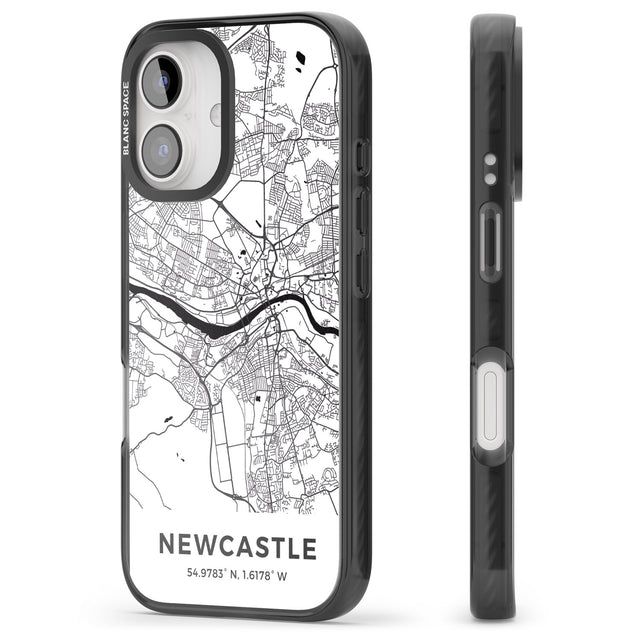 iPhone 16 Pro Max Map of Newcastle, England Black Impact Phone Case