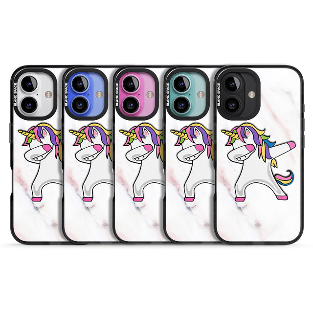 iPhone 16 Pro Max Designer Marble Unicorn Dab Black Impact Phone Case