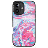 iPhone 16 Pro Max Pink, Blue & Purple Marbled Paper Pattern Black Impact Phone Case