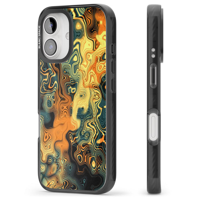 iPhone 16 Pro Max Gold Green Marble Black Impact Phone Case