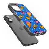 iPhone 16 Pro Max Psychedelic Love Pizza Pattern Black Impact Phone Case