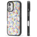 iPhone 16 Pro Max Colourful Mixed Shapes Retro Pattern Design Black Impact Phone Case