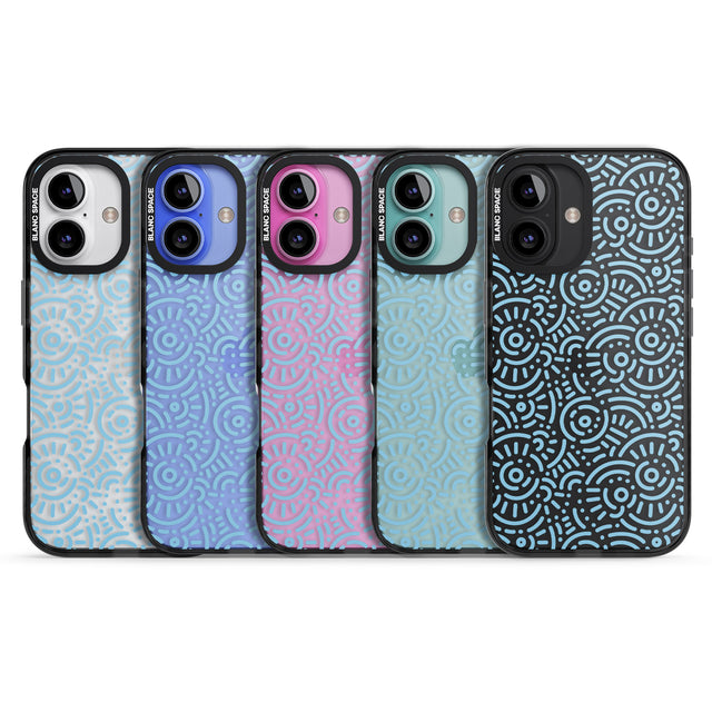 iPhone 16 Pro Max Light Blue Pattern Memphis Retro Pattern Design Black Impact Phone Case