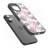 iPhone 16 Pro Max White Tigers on Pink Pattern Black Impact Phone Case