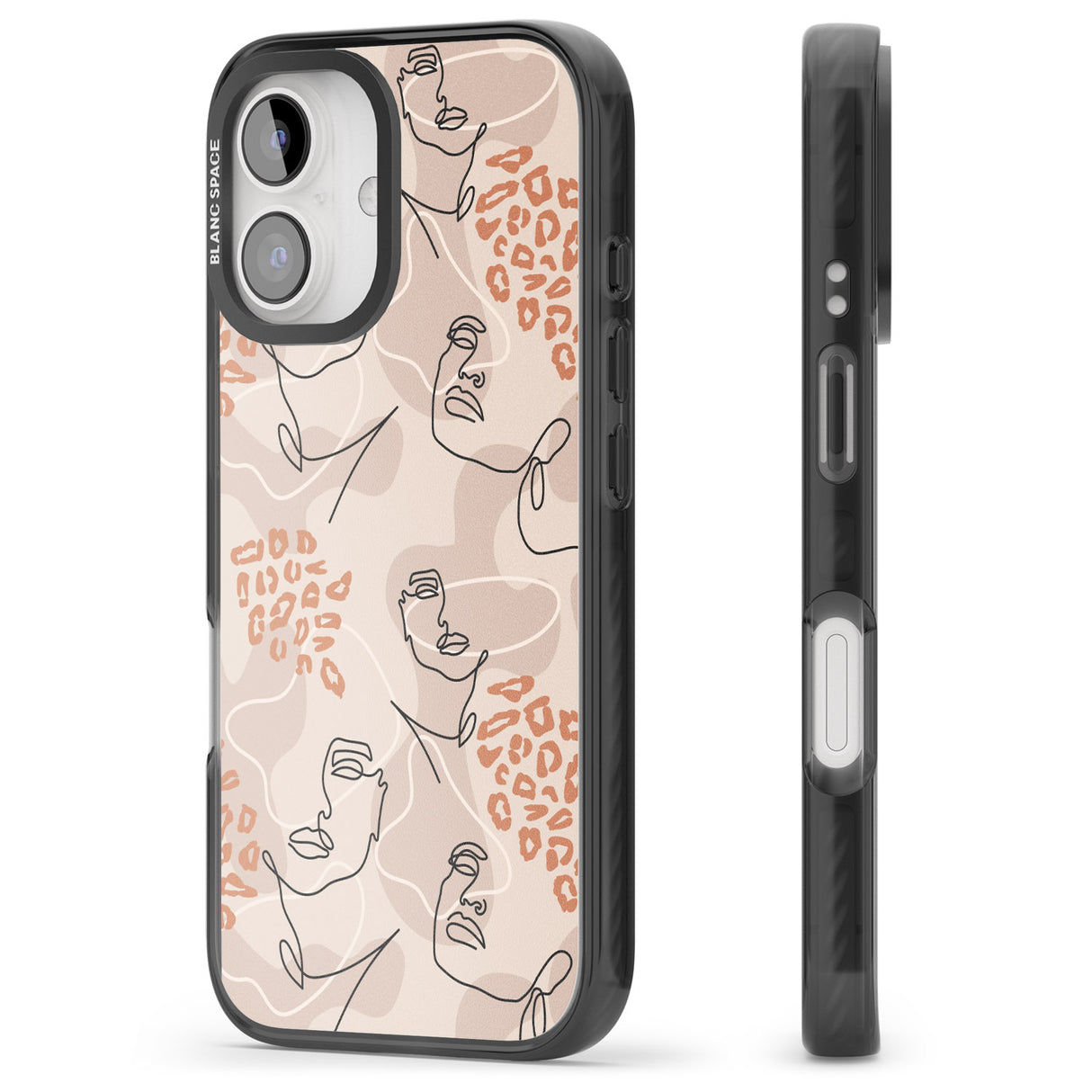 iPhone 16 Pro Max Leopard Print Stylish Abstract Faces Black Impact Phone Case