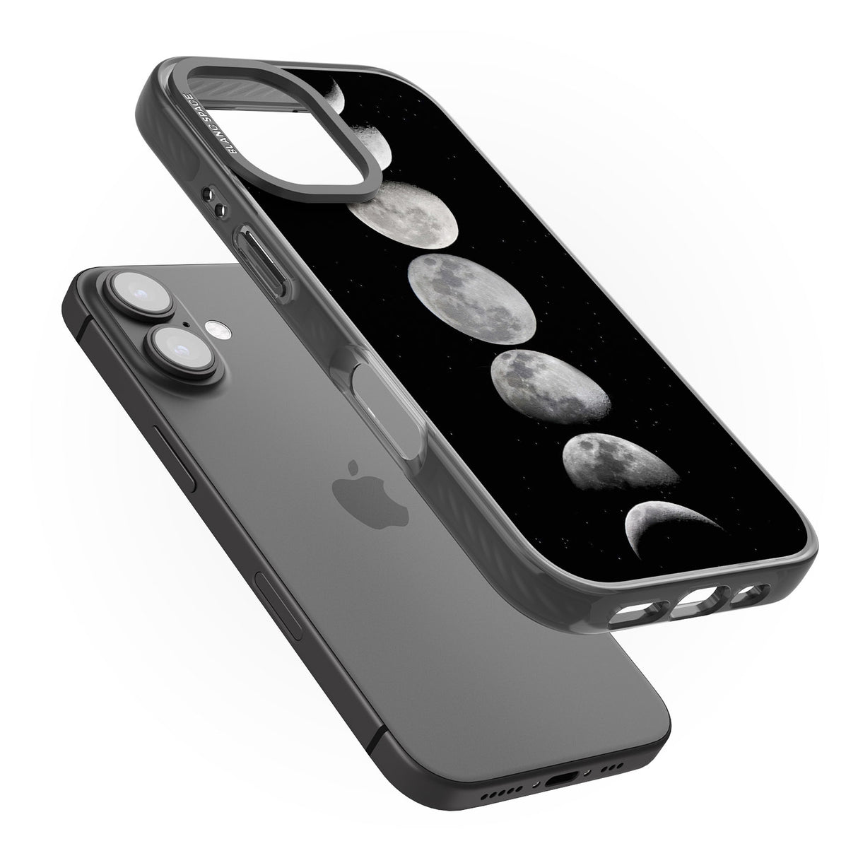 iPhone 16 Pro Max Phases Of The Moon Black Impact Phone Case