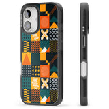 iPhone 16 Pro Max Funky Geometric Patterns: Orange & Dark Green Black Impact Phone Case