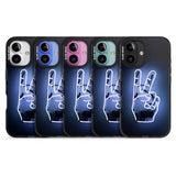 iPhone 16 Pro Max Peace Sign Hand Neon Sign Black Impact Phone Case