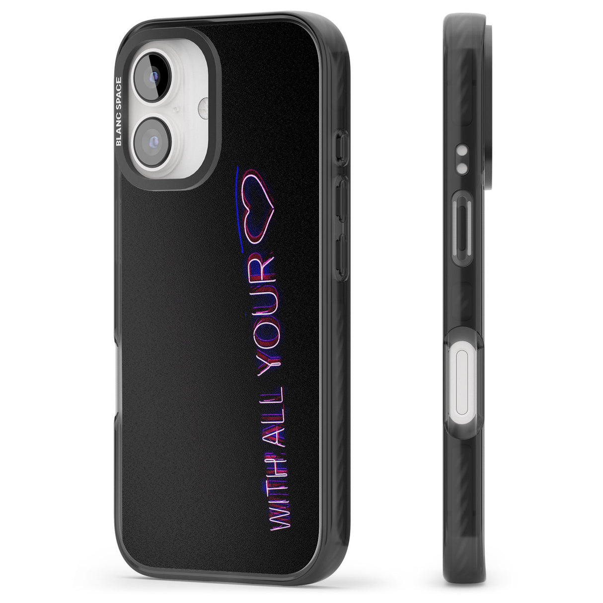 iPhone 16 Pro Max With All Your Heart Neon Sign Black Impact Phone Case