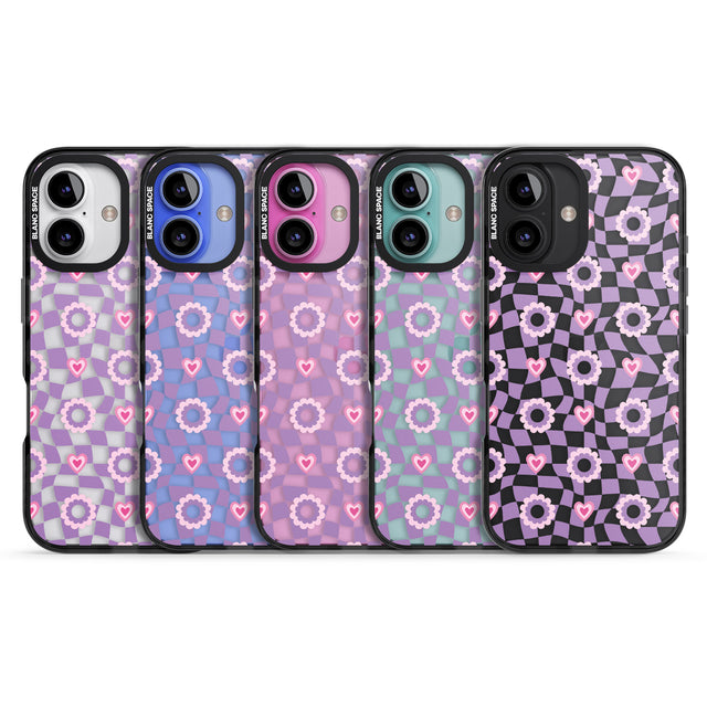 iPhone 16 Pro Max Checkered Love Pattern Black Impact Phone Case