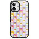 iPhone 16 Pro Max Daisy Squares Pattern Black Impact Phone Case