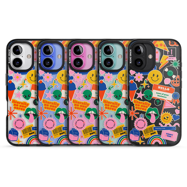 iPhone 16 Pro Max Nostalgic Stickers #1 Black Impact Phone Case