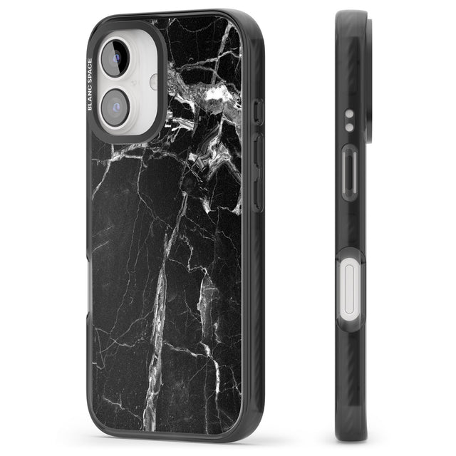 iPhone 16 Pro Max Black Onyx Marble Texture Black Impact Phone Case