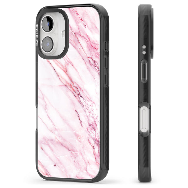 iPhone 16 Pro Max White & Pink Onyx Marble Texture Black Impact Phone Case