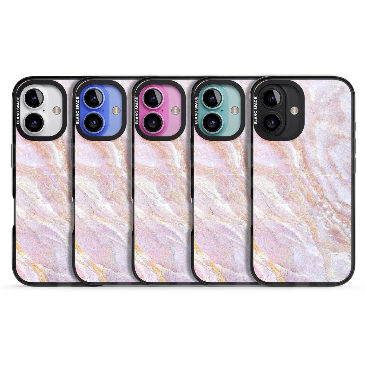 iPhone 16 Pro Max Soft Pink & Yellow Onyx Marble Black Impact Phone Case