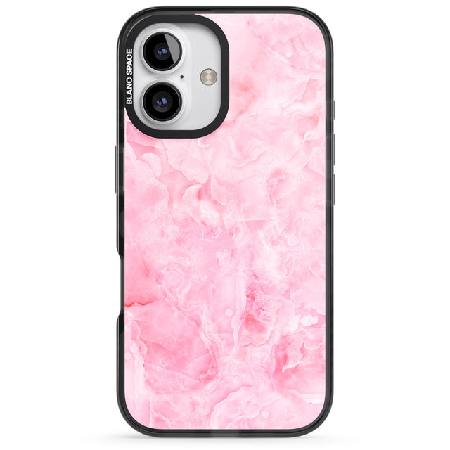 iPhone 16 Pro Max Bright Pink Onyx Marble Texture Black Impact Phone Case