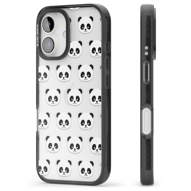 iPhone 16 Pro Max Panda Face Pattern Black Impact Phone Case