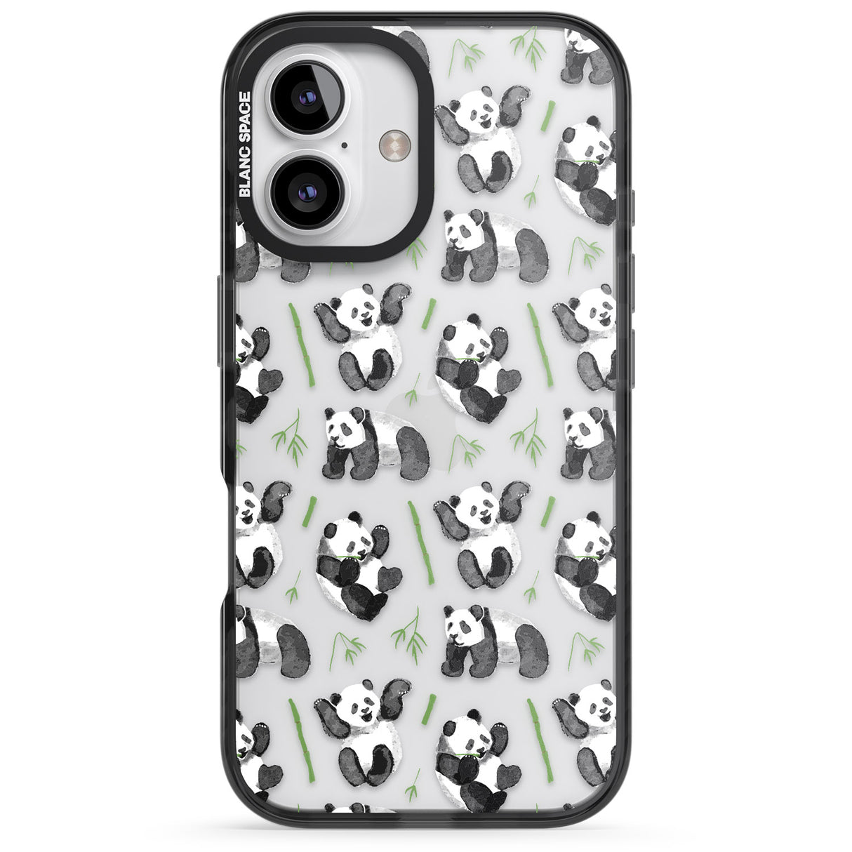 iPhone 16 Pro Max Watercolour Panda Pattern Black Impact Phone Case