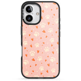 iPhone 16 Pro Max Paws & Hearts Pattern Black Impact Phone Case