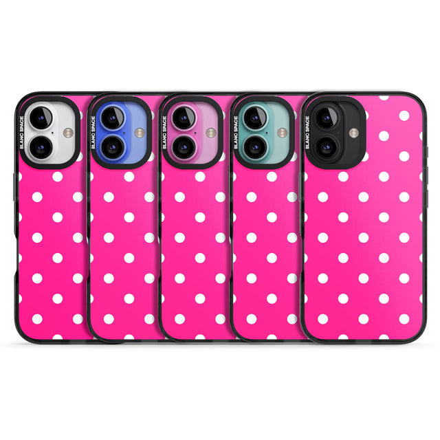 iPhone 16 Pro Max Pink Polka Dot Black Impact Phone Case