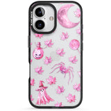 Pink Moon & Maple Black Impact Phone Case for iPhone 16, iPhone 16 Plus