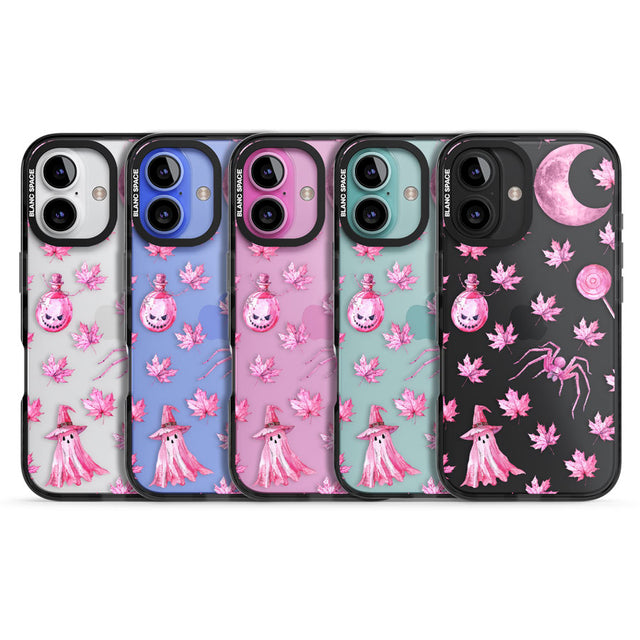 Pink Moon & Maple Black Impact Phone Case for iPhone 16, iPhone 16 Plus